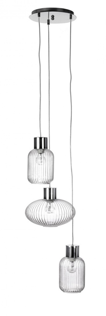 Lampadario 3 luci trasparente-argento D.40x150h