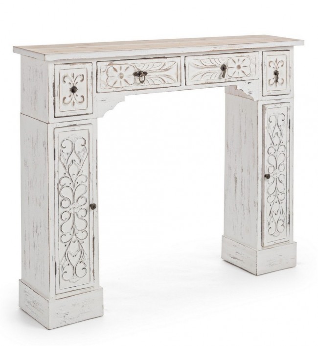 Cornice per camino decor spark bianco 115x23x95h