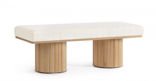 Divano 2 posti bianco boucle 122x46x42.5