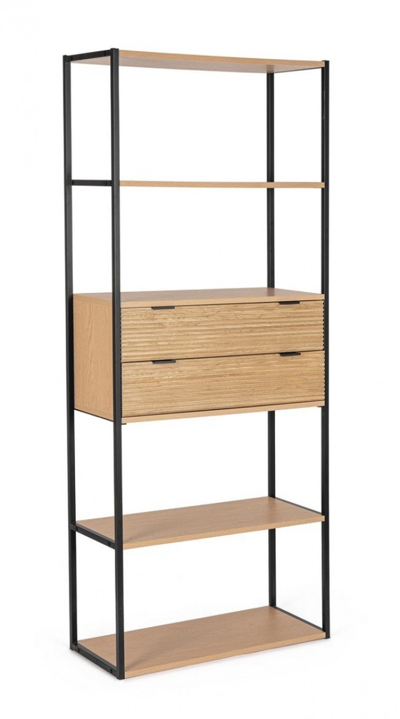 Libreria nera e naturale 84,5x35x200 cm