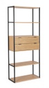 Libreria nera e naturale 84,5x35x200 cm