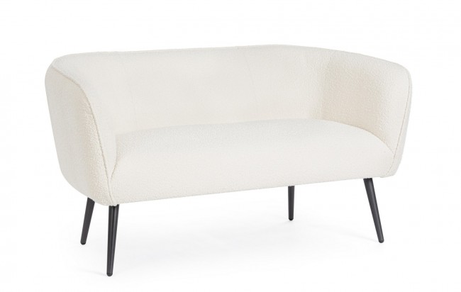 Divano 2 posti bianco boucle 126x70x68