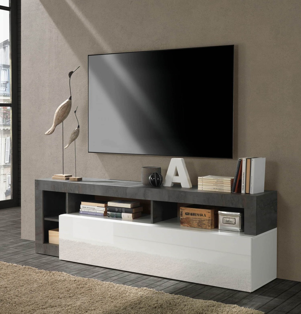 Porta TV bianco lucido 184x42x58