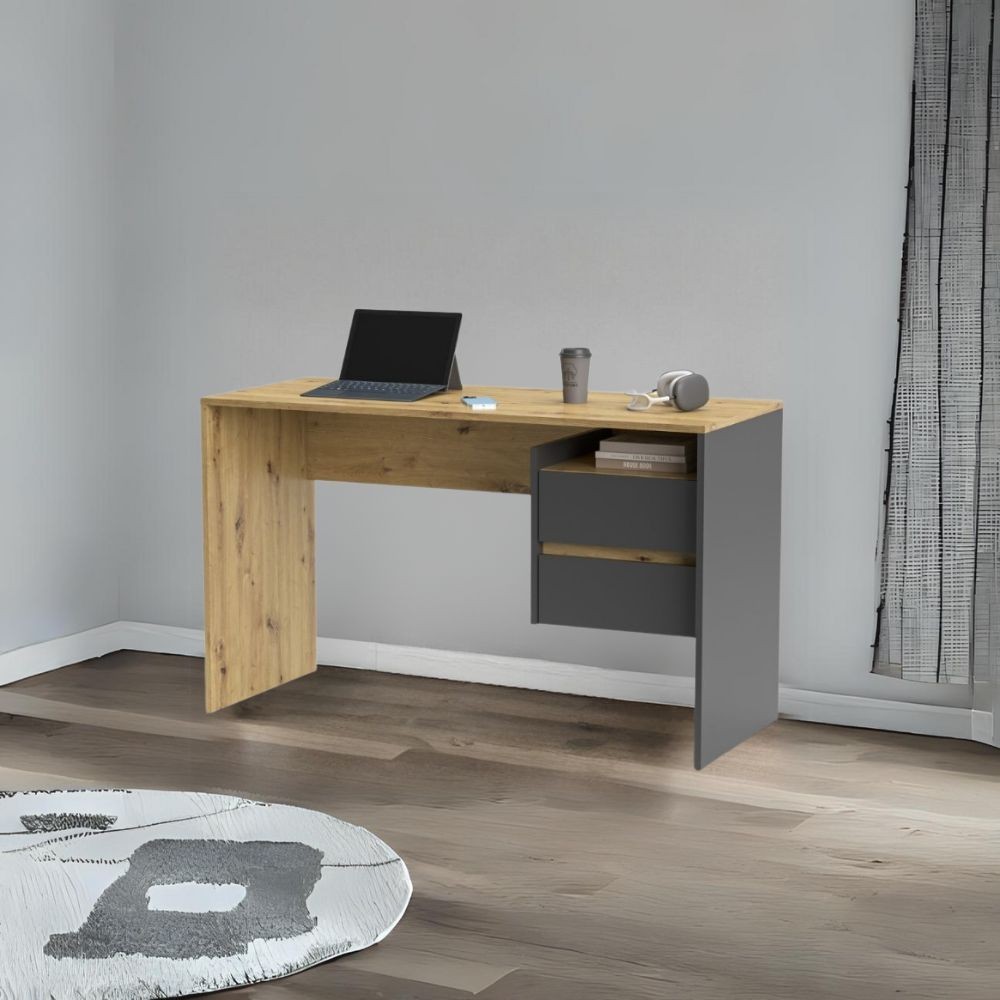 Scrivania rovere e antracite 75.5x125x51.6