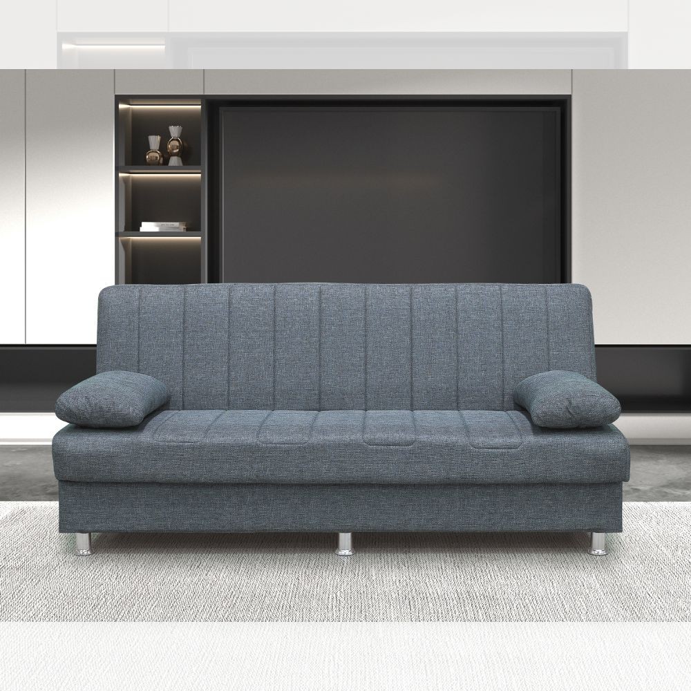 Divano letto contenitore 190x88x82 cm grigio