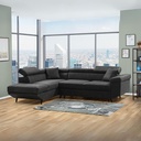 Divano letto angolare 297x206x77 cm grigio scuro