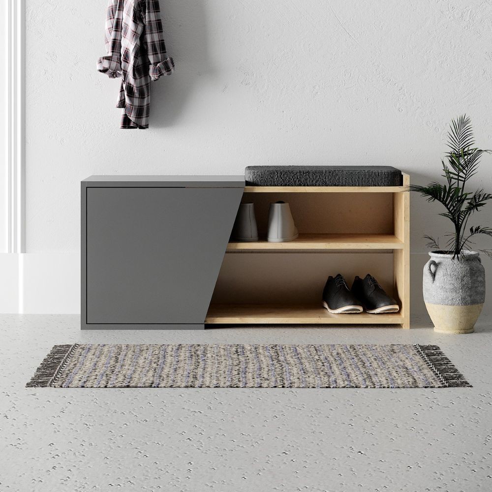 Panca scarpiera rovere antracite 47x104x37