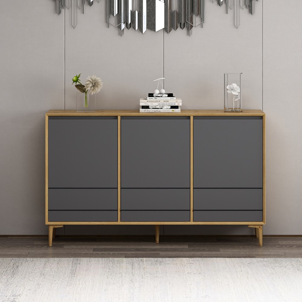 Madia rovere antracite 150x40x90 cm