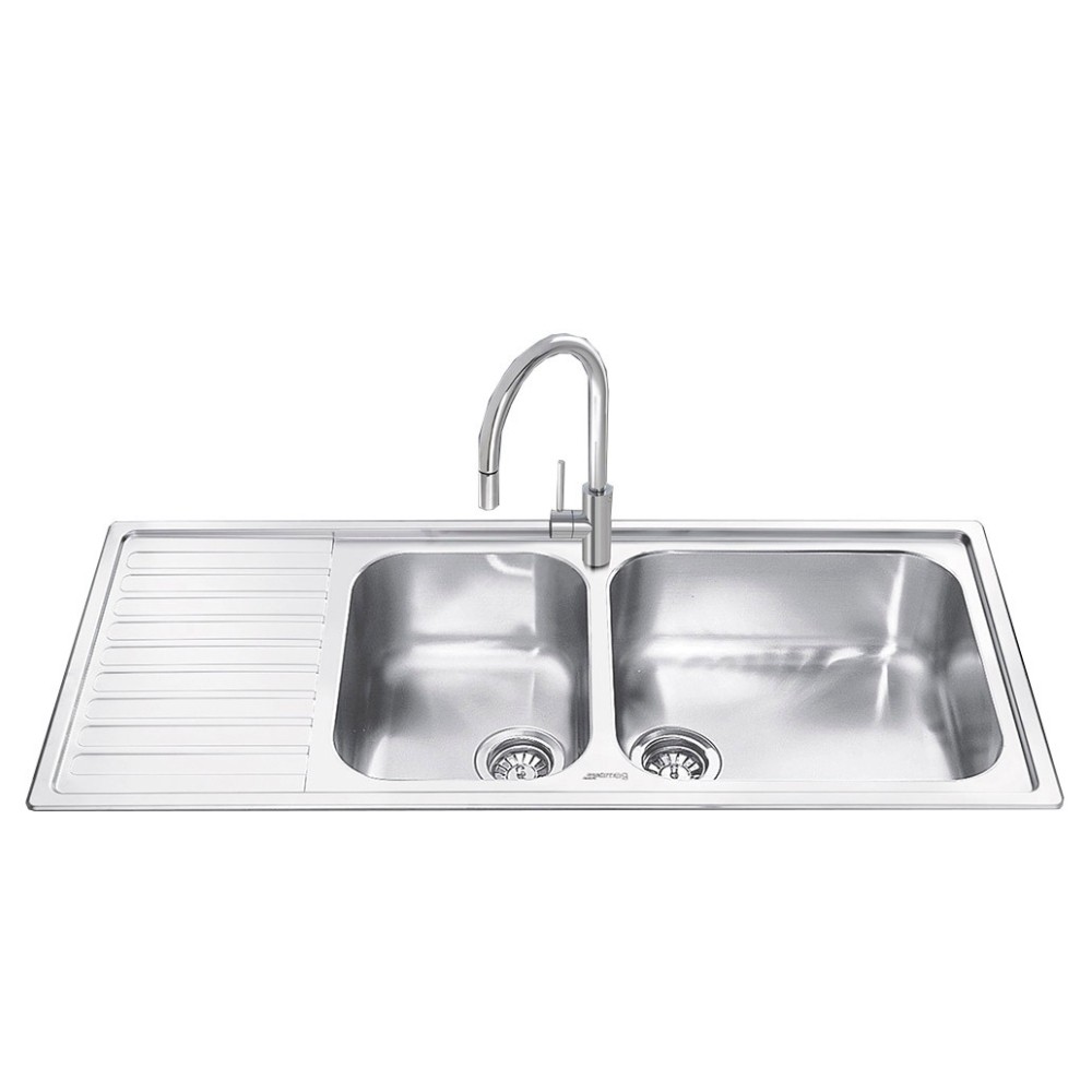 Lavello inox 116x50 cm 2 vasche gocciolatoio
