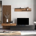 Parete attrezzata 250x42x200 cm rovere e nero