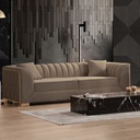 Divano marrone 230x80x95 cm gambe oro