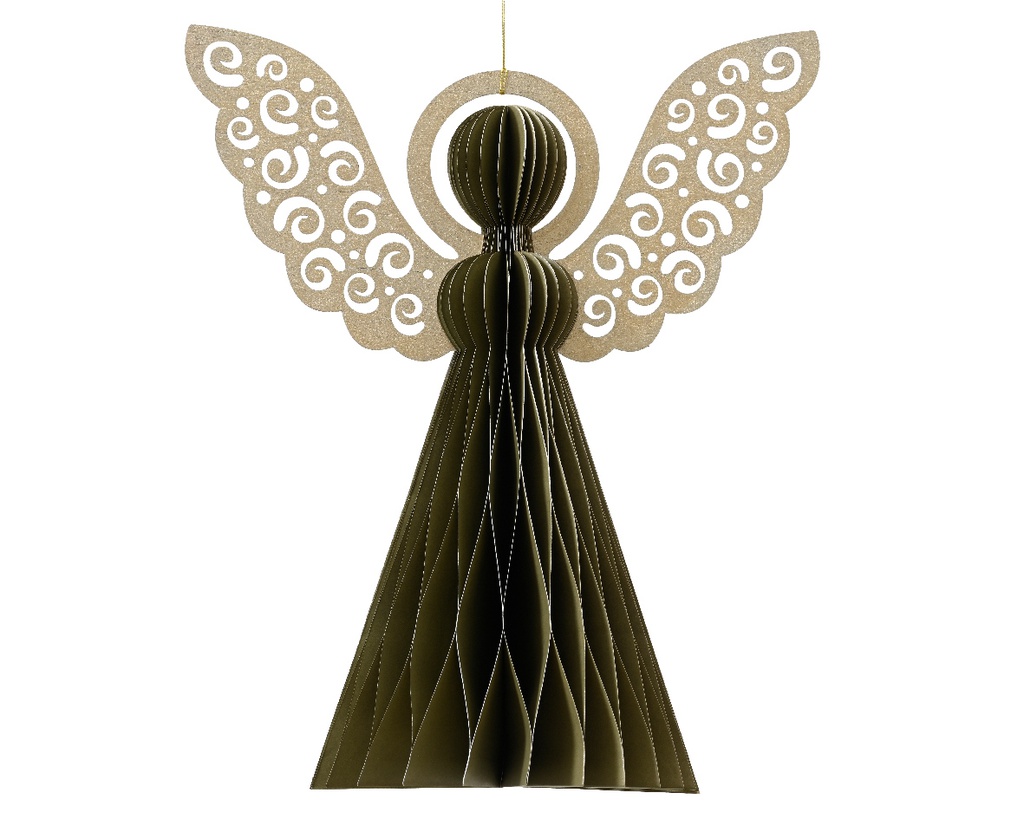 Pendente angelo natalizio verde 12,5x15 cm