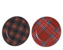 Piatto decorativo rosso 33x1.5 cm a quadri