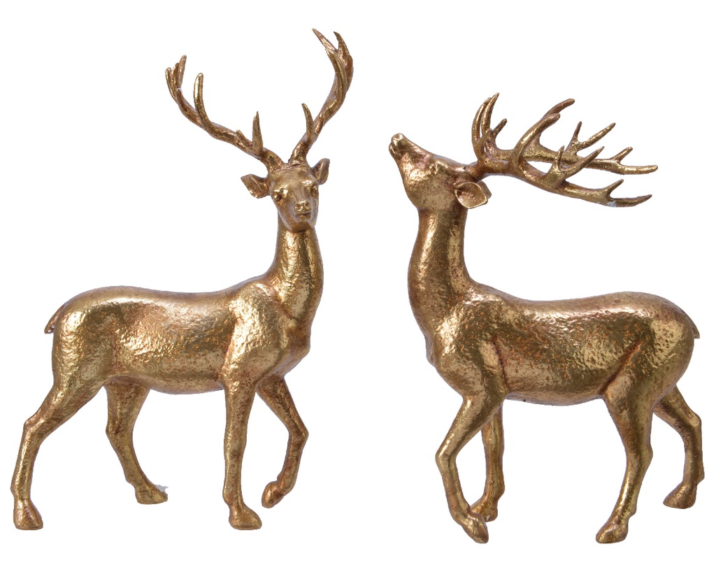 Cervo in poliresina oro 9,5x18,4x26,1 cm
