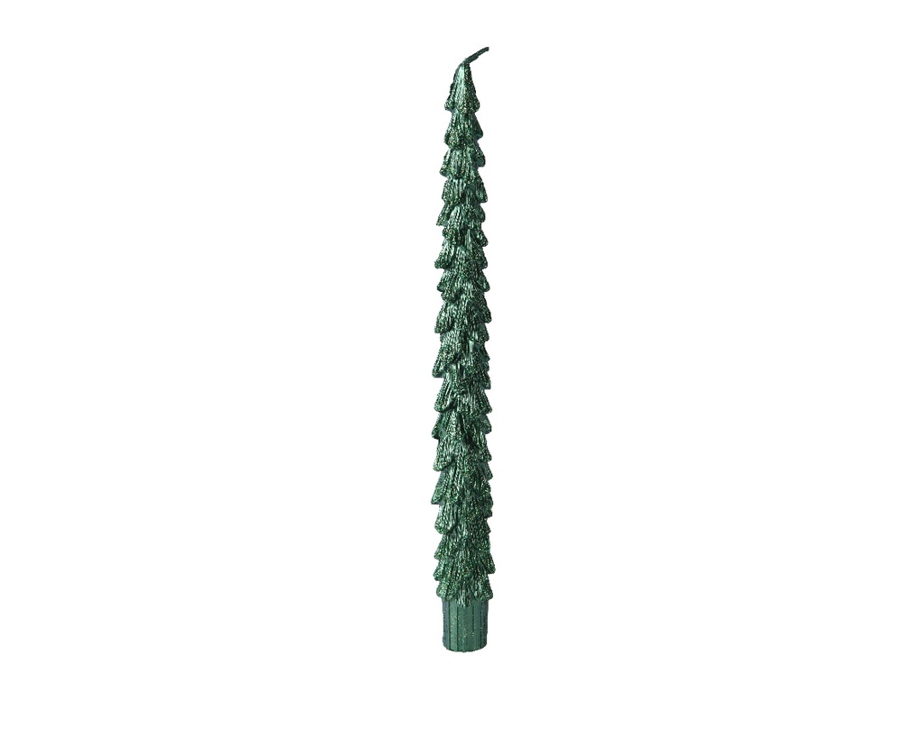 Candele verdi glitterate h.25cm x dia2.2cm