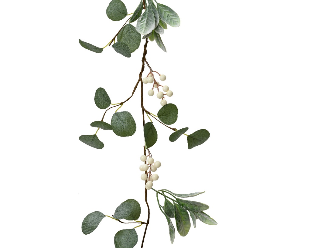 Ghirlanda poliestere bacche bianche 150x7x3 cm