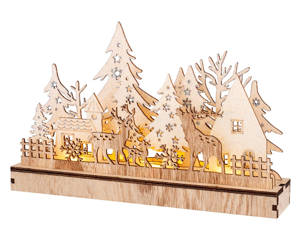 Paesaggio natalizio 10 LED 6x30x19 cm