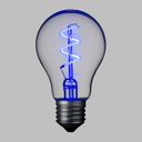 Lampada E27 36V goccia spirale blu Ø60mm