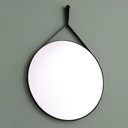 Specchio bagno rotondo con laccio pelle nera