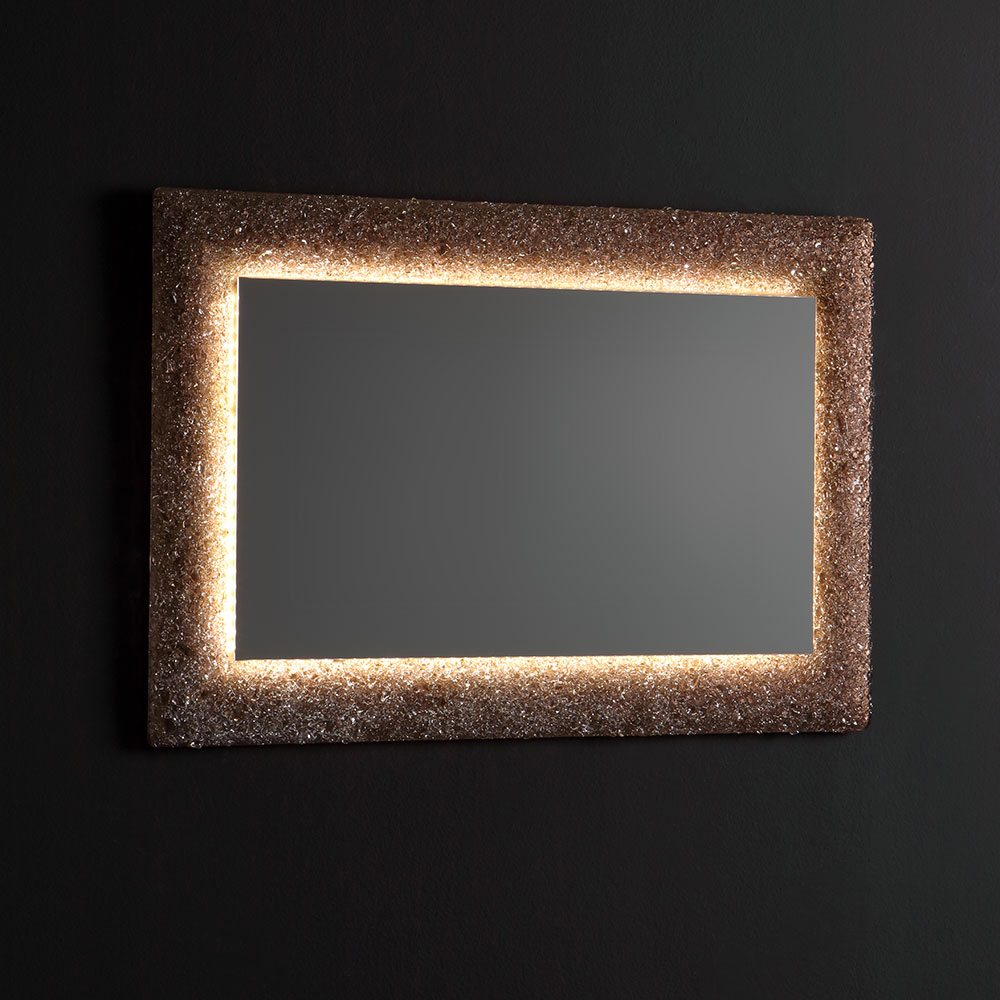 Specchio con cornice in vetro fuso 90x62