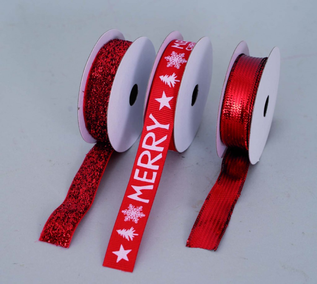 Nastro rosso &quot;Merry Xmas&quot; 15 mm x 2 m