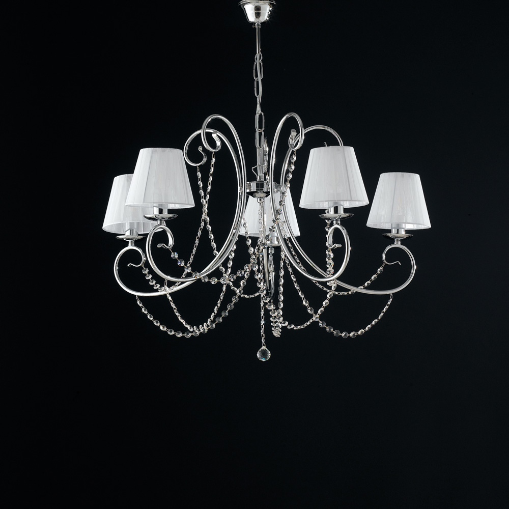 Lampadario in ferro cromato 5 luci 55x72