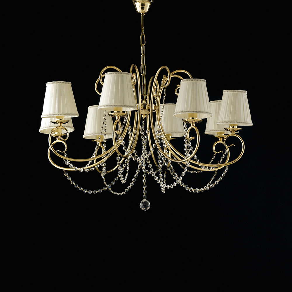 Lampadario in ferro dorato 8 luci Ø78 H.58