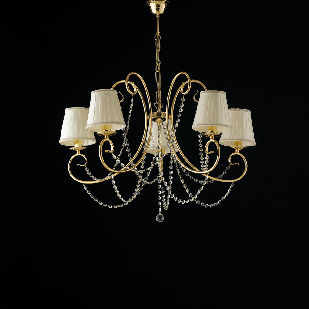 Lampadario in ferro dorato 5 luci Ø72 H.55