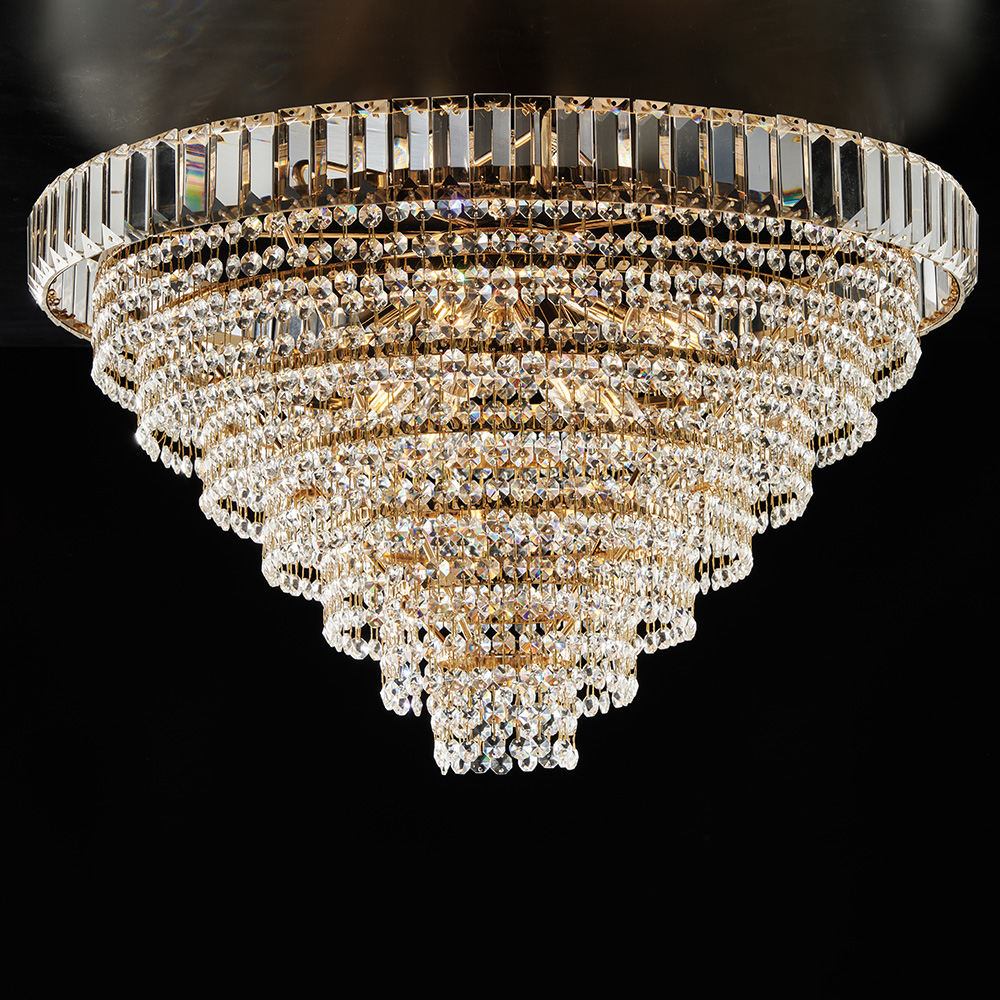 Plafoniera in ferro e ottone 8 luci 43x62