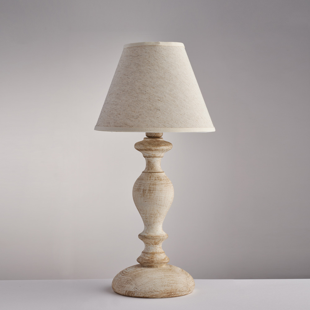 Lampada in legno bianco e tortora Ø20 H.39