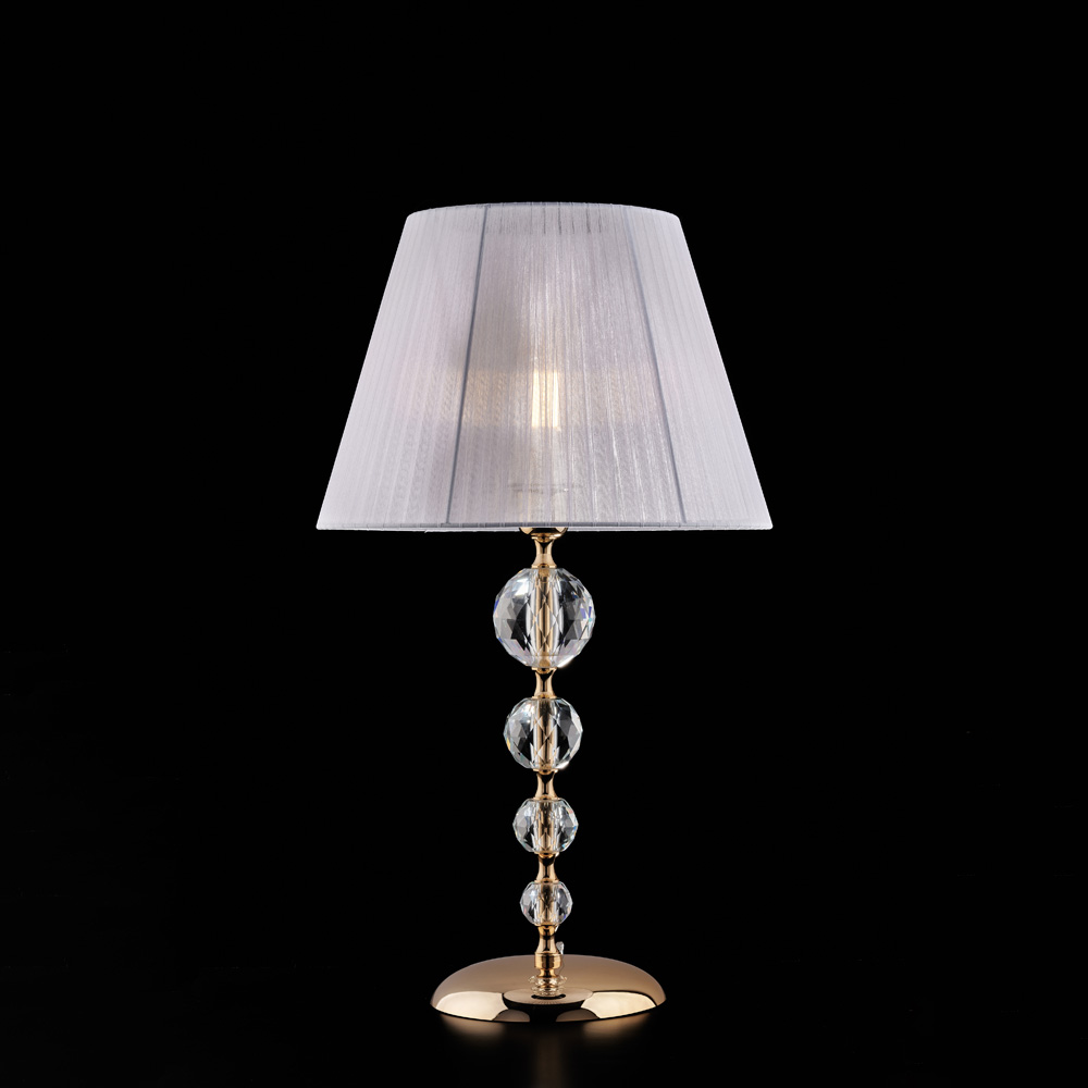 Lume in ferro dorato e cristallo H.61 x Ø35