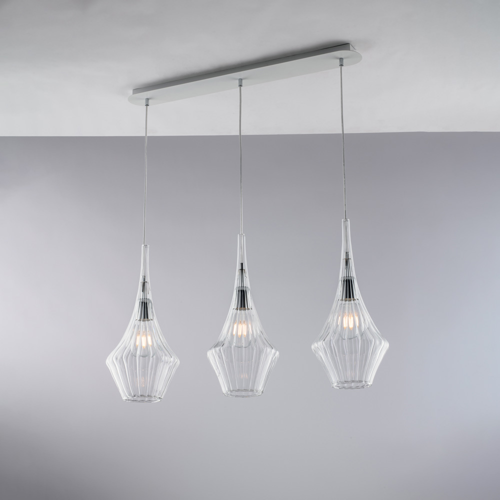 Lampada binaria in ferro con vetri pyrex 75x10x49