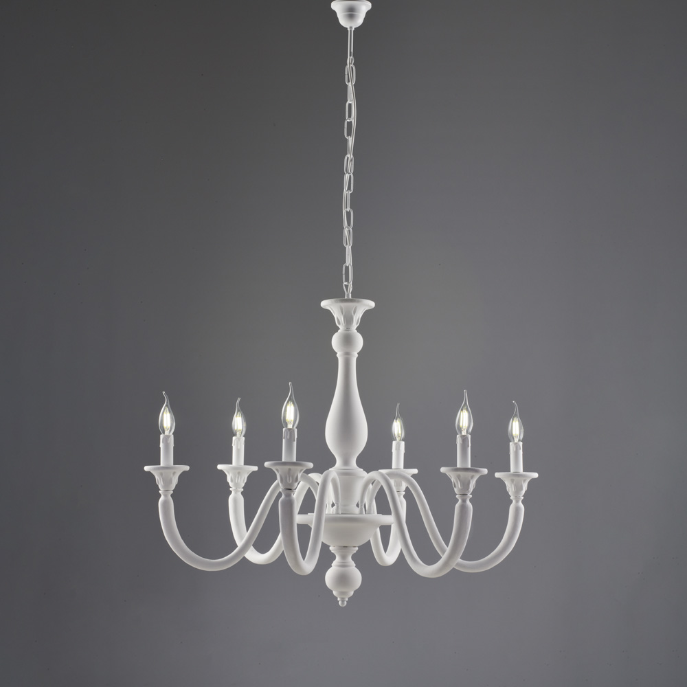 Lampadario shabby bianco 6 luci 69x86