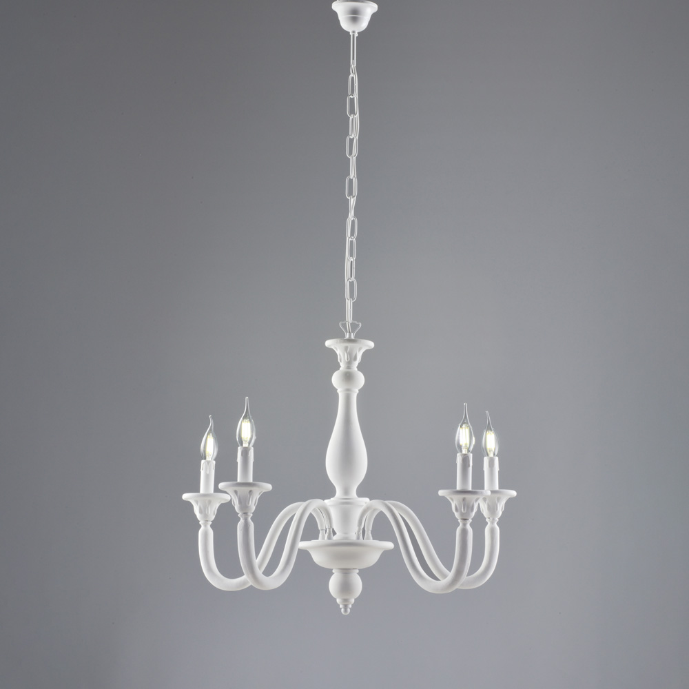 Lampadario shabby bianco 5 luci 56x62