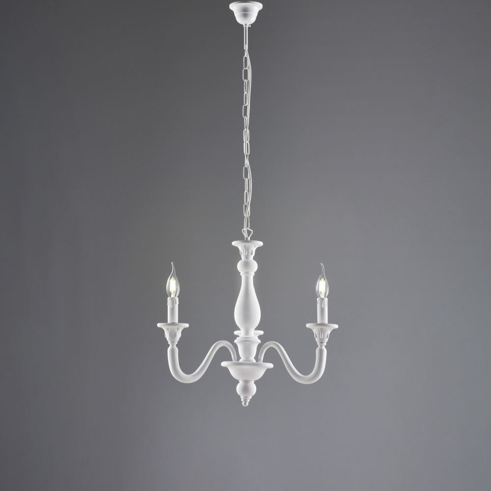Lampadario shabby bianco 3 luci 48x41