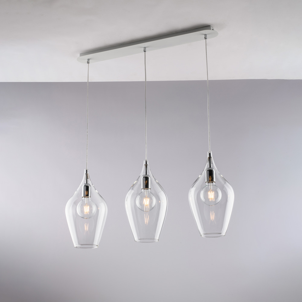 Lampada binaria in ferro con vetri pyrex 75x10x41
