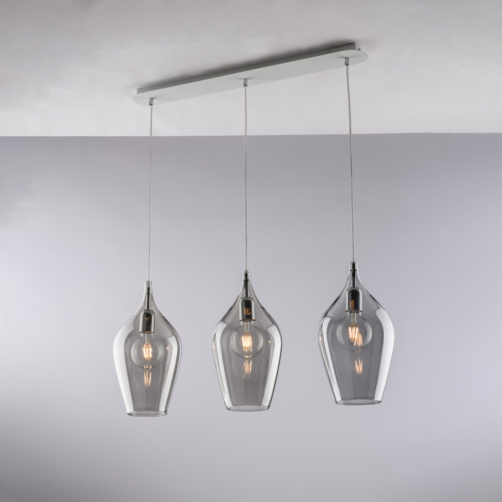 Lampada binaria in ferro con vetri 75x10x41