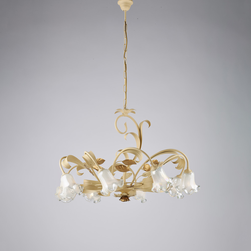 Lampadario in ferro avorio 52x85 8 luci