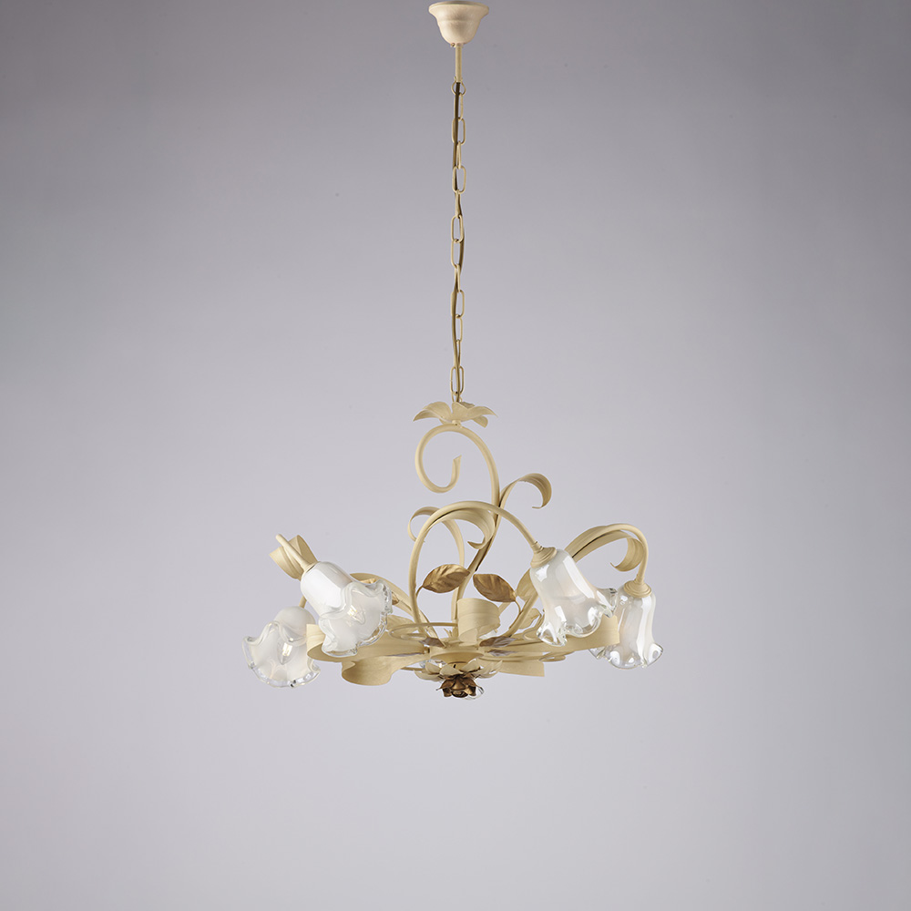 Lampadario in ferro avorio decape 44x65