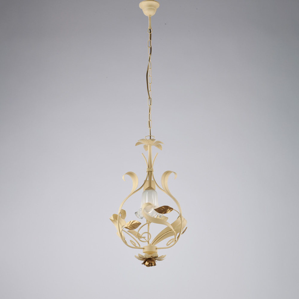 Lampadario in ferro avorio decape H.52 Ø33
