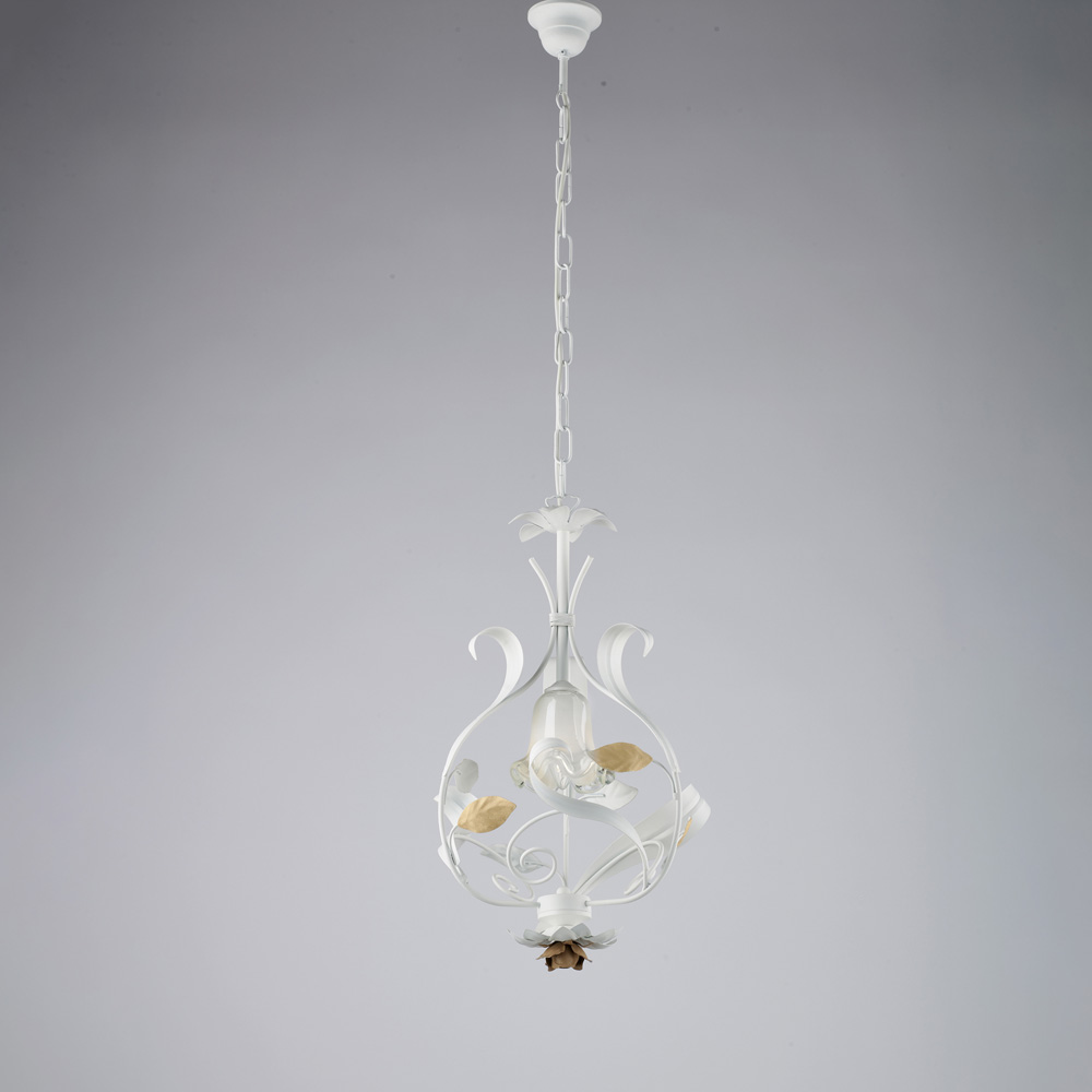 Lampadario shabby bianco 1 luce 52x33