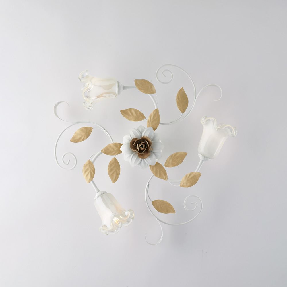 Plafoniera shabby bianca 3 luci 17x56