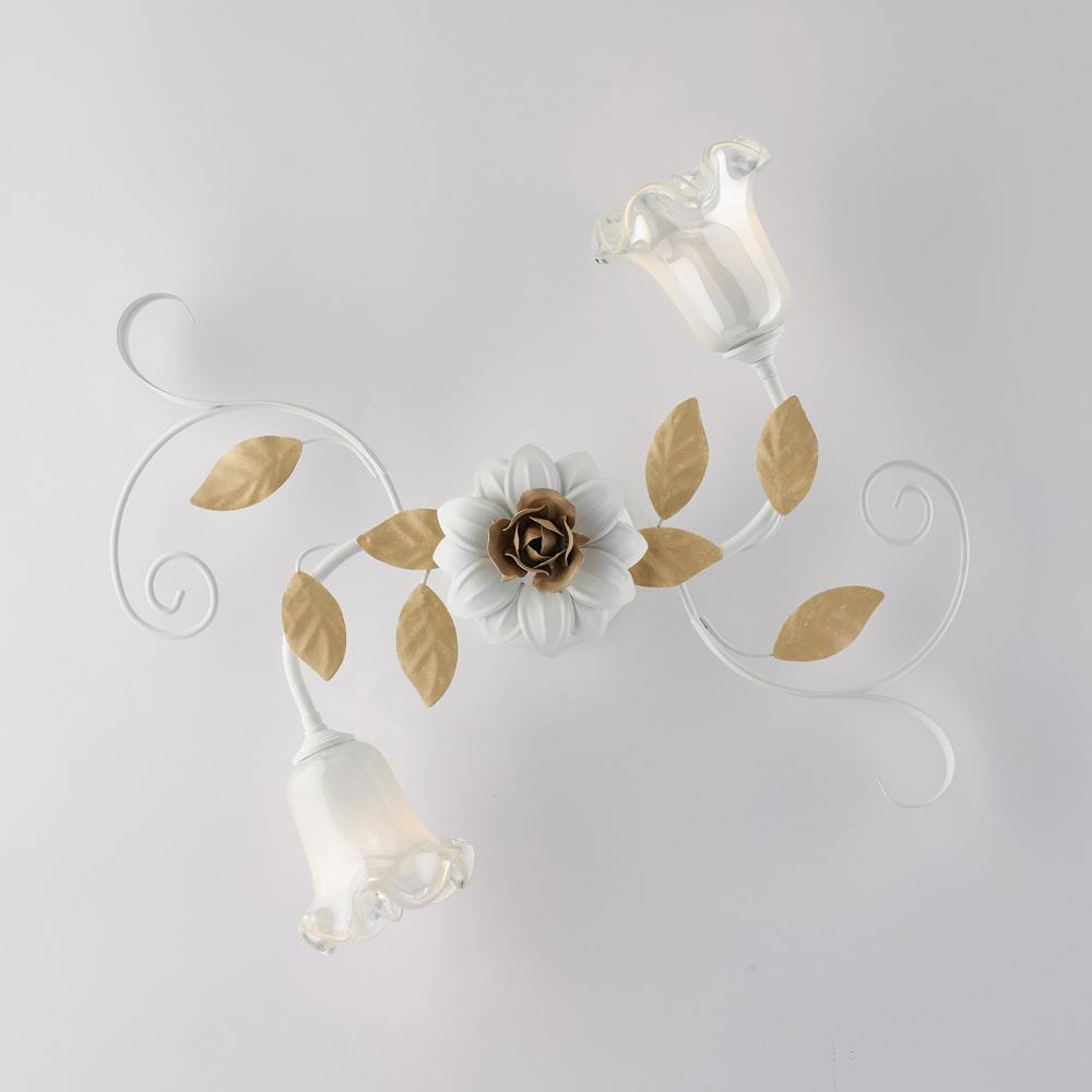 Plafoniera shabby bianca 2 luci 17x52