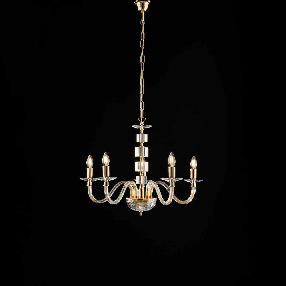 Lampadario oro con vetro e strass 60x50