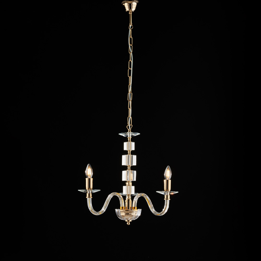 Lampadario oro vetro trasparente 50x43 cm