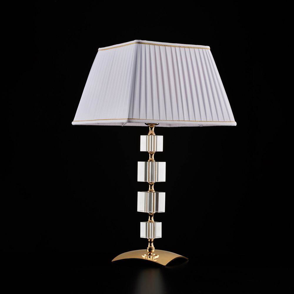 Lume in ferro dorato e cristallo H.59 x Ø30