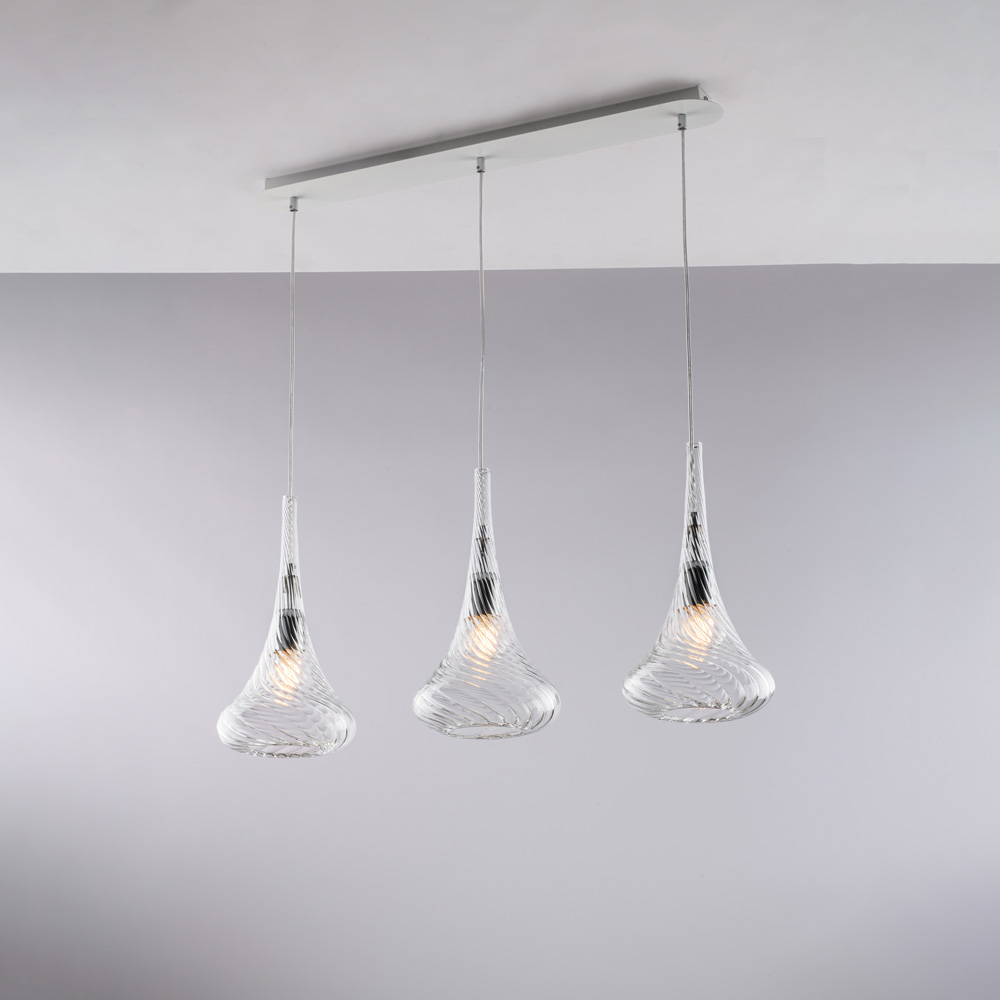 Lampada binaria in ferro con vetri pyrex 75x10x41