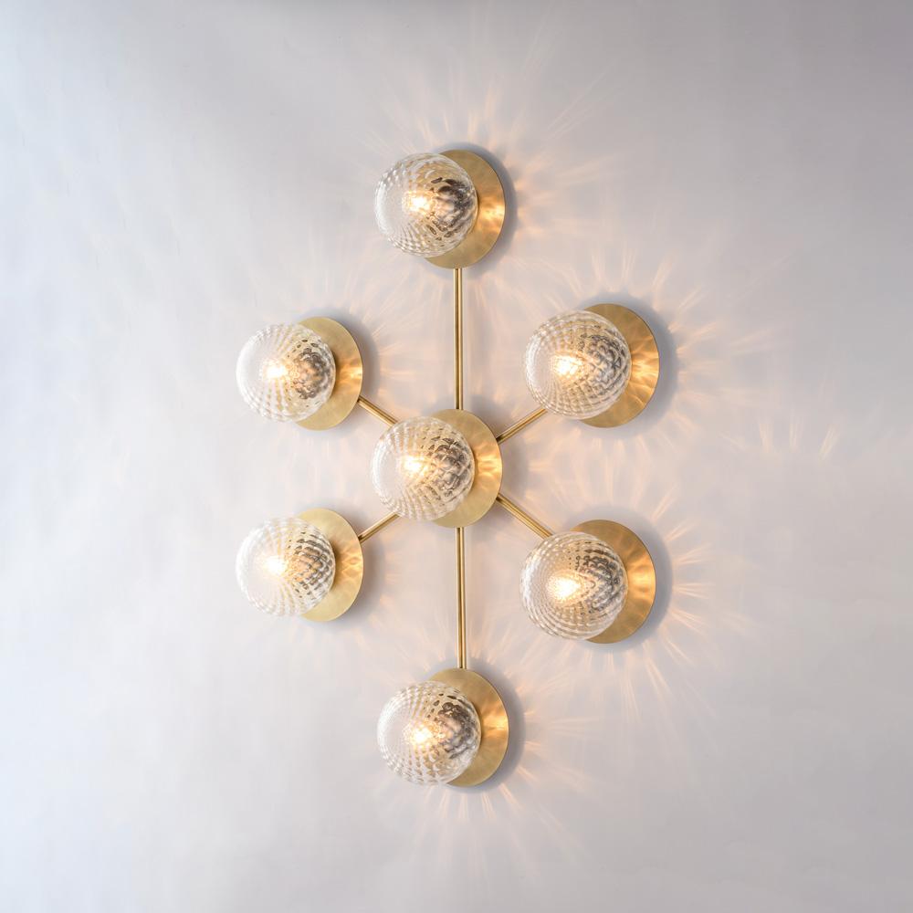 Plafoniera bronzata 7 luci 85x62 cm