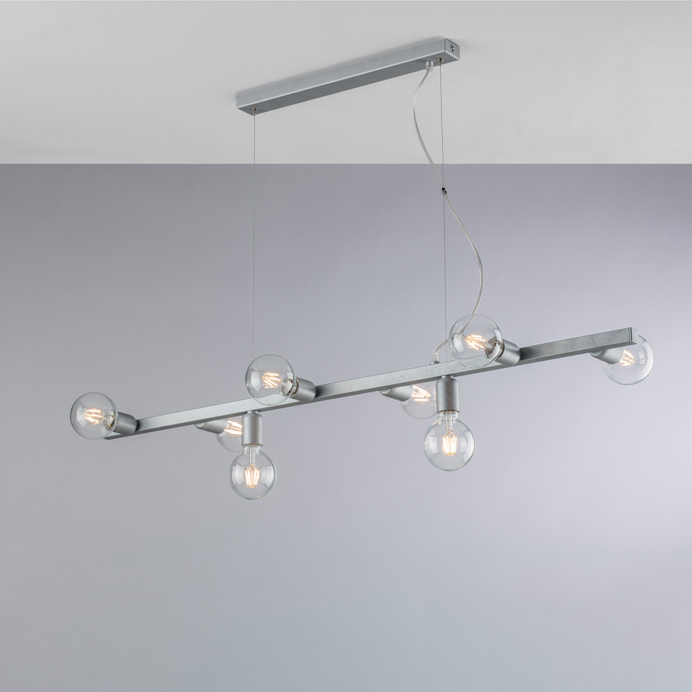 Sospensione in ferro bianco e argento 121x16