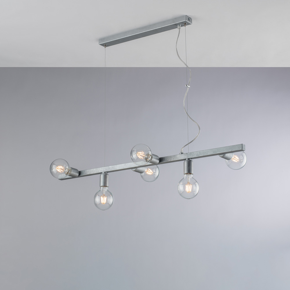 Sospensione in ferro bianco e argento 101x16